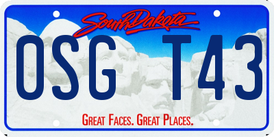 SD license plate 0SGT43