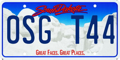 SD license plate 0SGT44