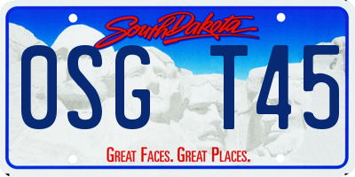 SD license plate 0SGT45