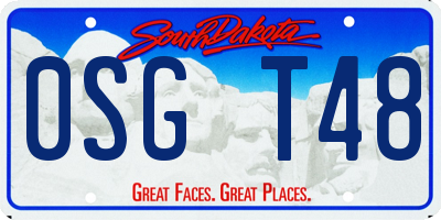 SD license plate 0SGT48