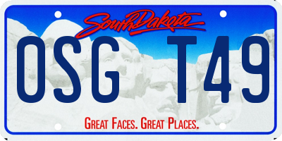 SD license plate 0SGT49