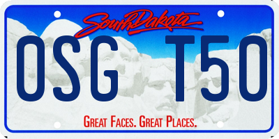 SD license plate 0SGT50
