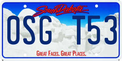 SD license plate 0SGT53