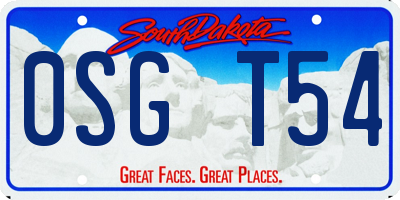 SD license plate 0SGT54