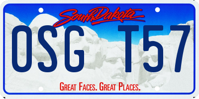 SD license plate 0SGT57