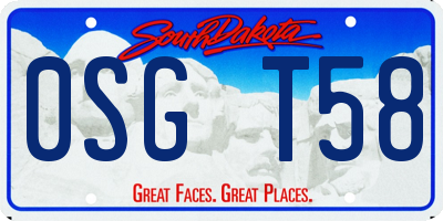 SD license plate 0SGT58