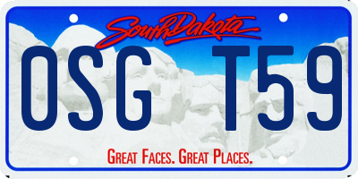 SD license plate 0SGT59