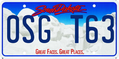 SD license plate 0SGT63
