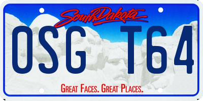 SD license plate 0SGT64