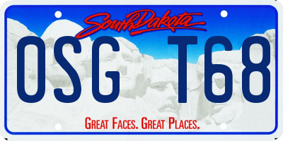 SD license plate 0SGT68