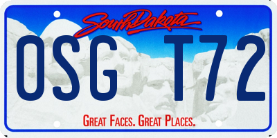 SD license plate 0SGT72
