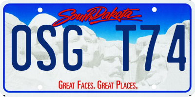 SD license plate 0SGT74