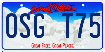 SD license plate 0SGT75