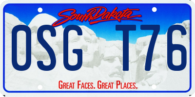 SD license plate 0SGT76