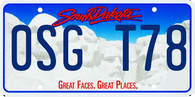 SD license plate 0SGT78