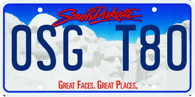 SD license plate 0SGT80