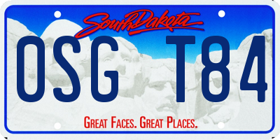 SD license plate 0SGT84