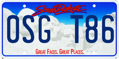 SD license plate 0SGT86