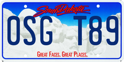 SD license plate 0SGT89