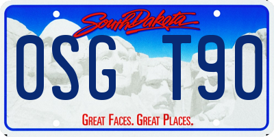 SD license plate 0SGT90