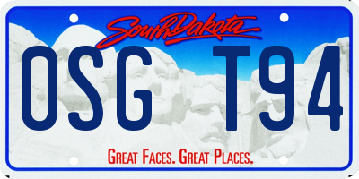 SD license plate 0SGT94