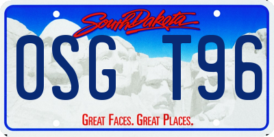 SD license plate 0SGT96