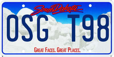 SD license plate 0SGT98