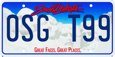 SD license plate 0SGT99