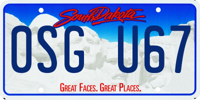 SD license plate 0SGU67
