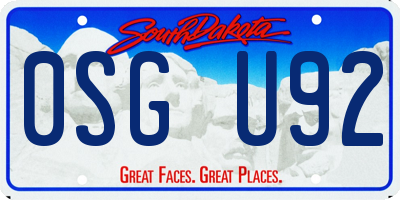 SD license plate 0SGU92