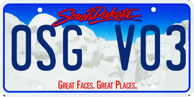 SD license plate 0SGV03