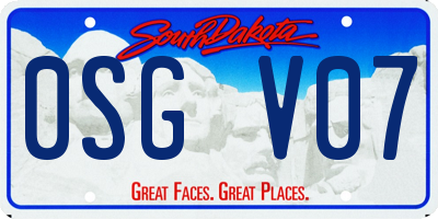SD license plate 0SGV07