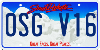 SD license plate 0SGV16