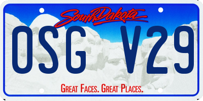 SD license plate 0SGV29