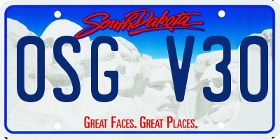 SD license plate 0SGV30