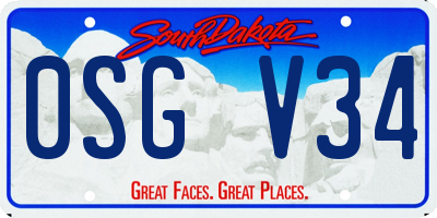 SD license plate 0SGV34