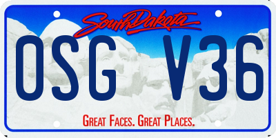 SD license plate 0SGV36