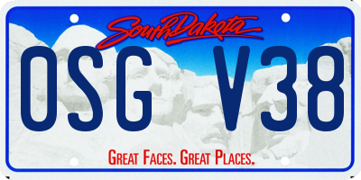 SD license plate 0SGV38
