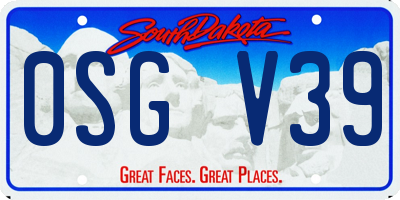 SD license plate 0SGV39