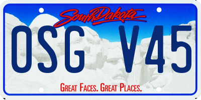 SD license plate 0SGV45