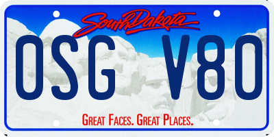 SD license plate 0SGV80