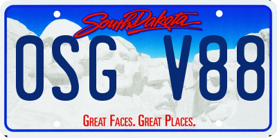 SD license plate 0SGV88