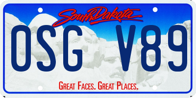SD license plate 0SGV89