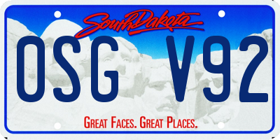 SD license plate 0SGV92
