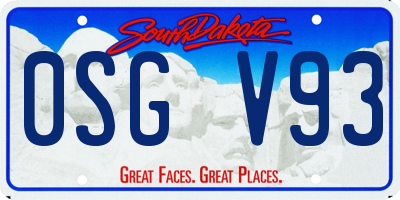 SD license plate 0SGV93