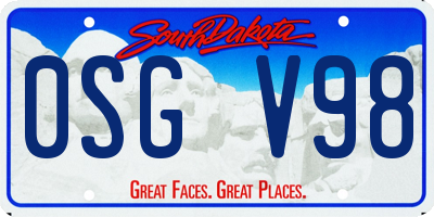 SD license plate 0SGV98