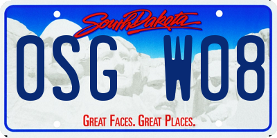 SD license plate 0SGW08