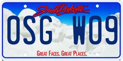 SD license plate 0SGW09