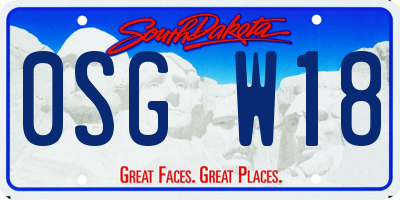 SD license plate 0SGW18