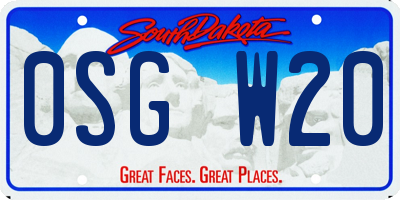 SD license plate 0SGW20